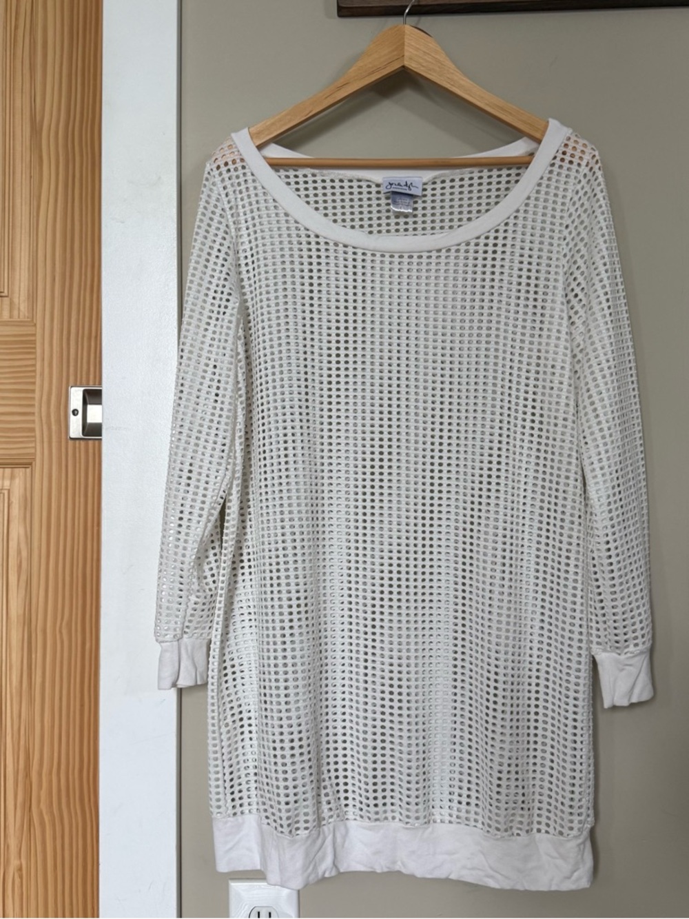 Jordan Taylor White Open Knit Mesh Swim Cover Up Large